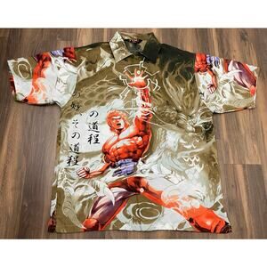 Men TDC Anime Manga "The Journey" all-over graphic print button up shirt L